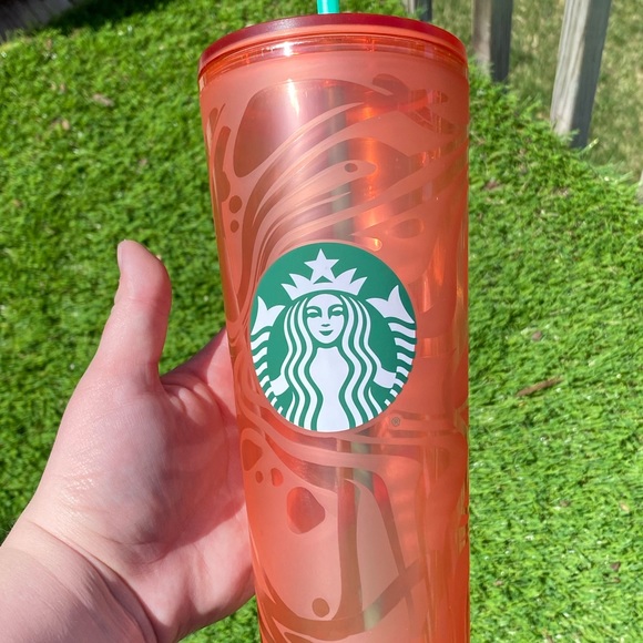 GORGEOUS RARE Orange Swirl Tumbler Starbucks 24oz - Picture 6 of 8